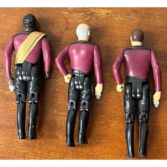 1988 STAR TREK TNG‎ Bridge Crew Picard Worf Riker Action Figure Set Galoob Lot 3 - Picture 2 of 4
